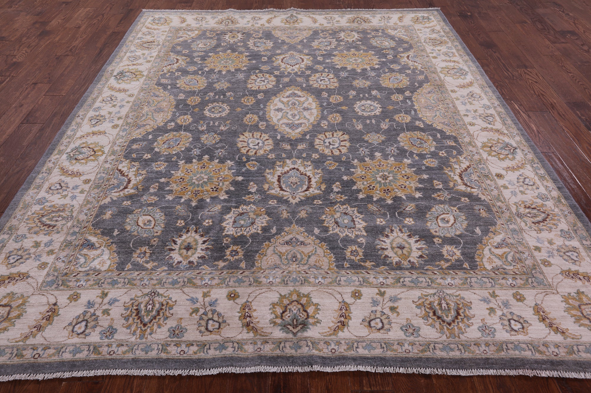Grey Peshawar Handmade Wool Rug - 8' 1" X 9' 6" - Golden Nile