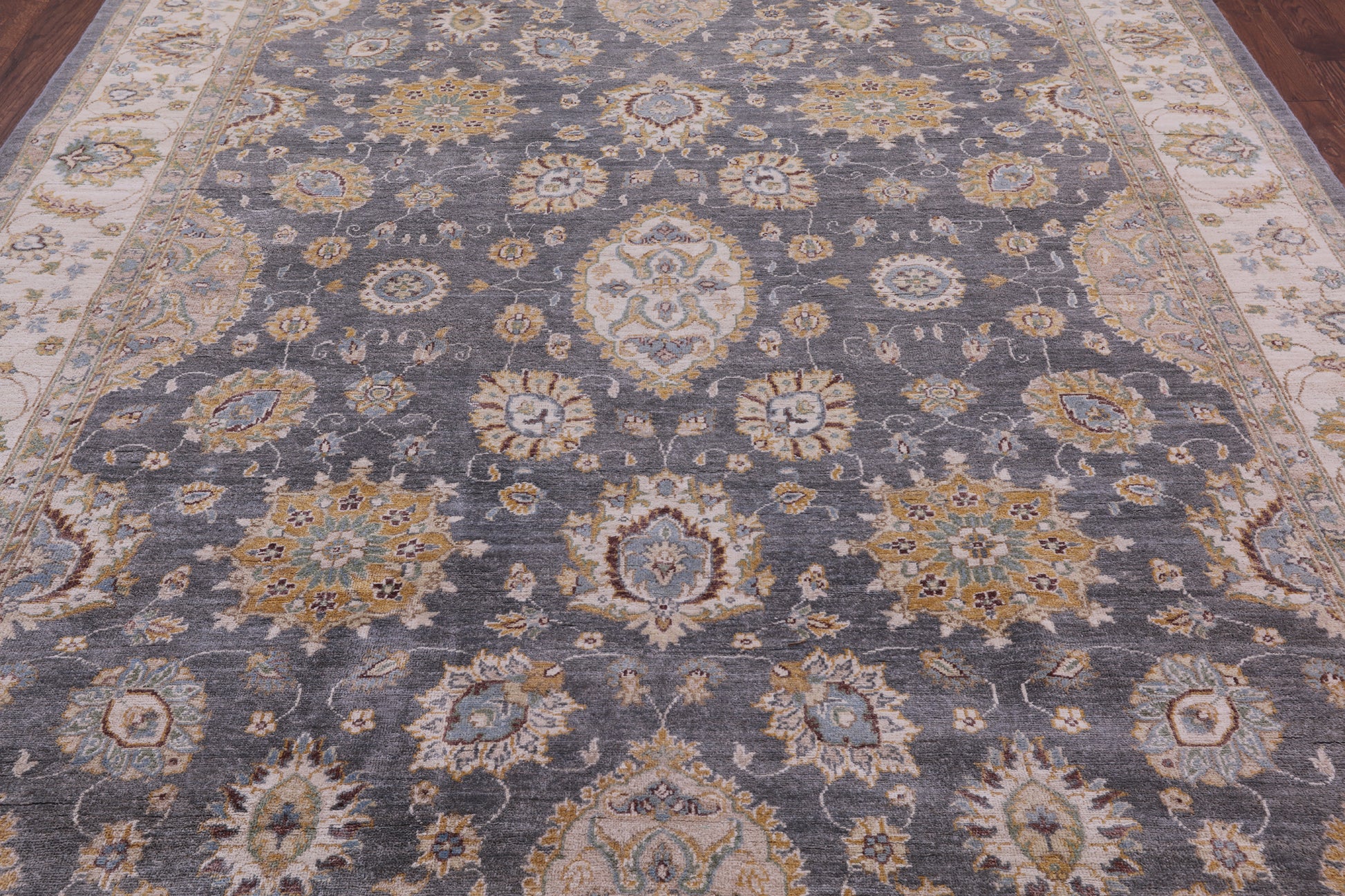 Grey Peshawar Handmade Wool Rug - 8' 1" X 9' 6" - Golden Nile