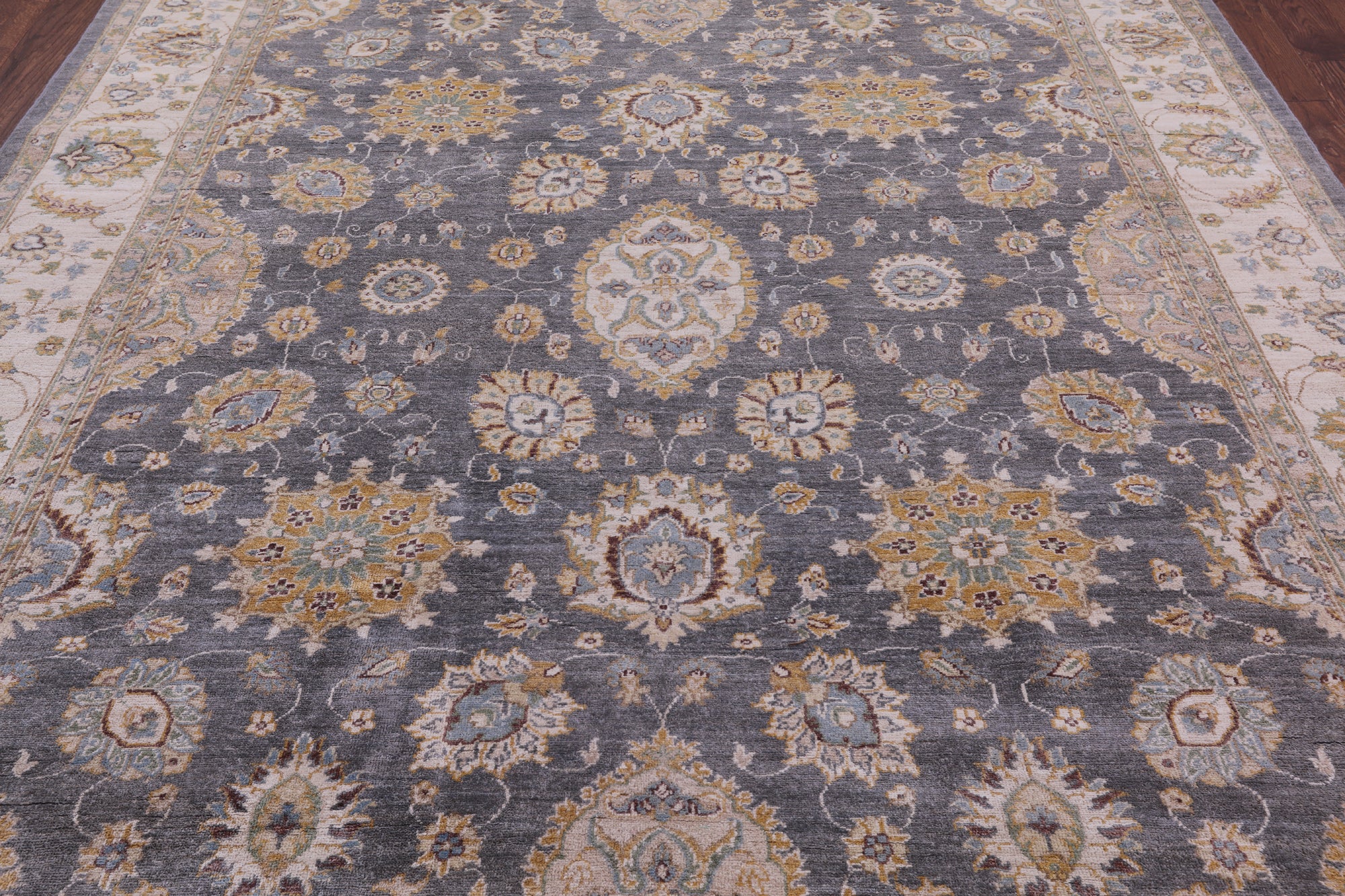 Grey Peshawar Handmade Wool Rug - 8' 1" X 9' 6" - Golden Nile