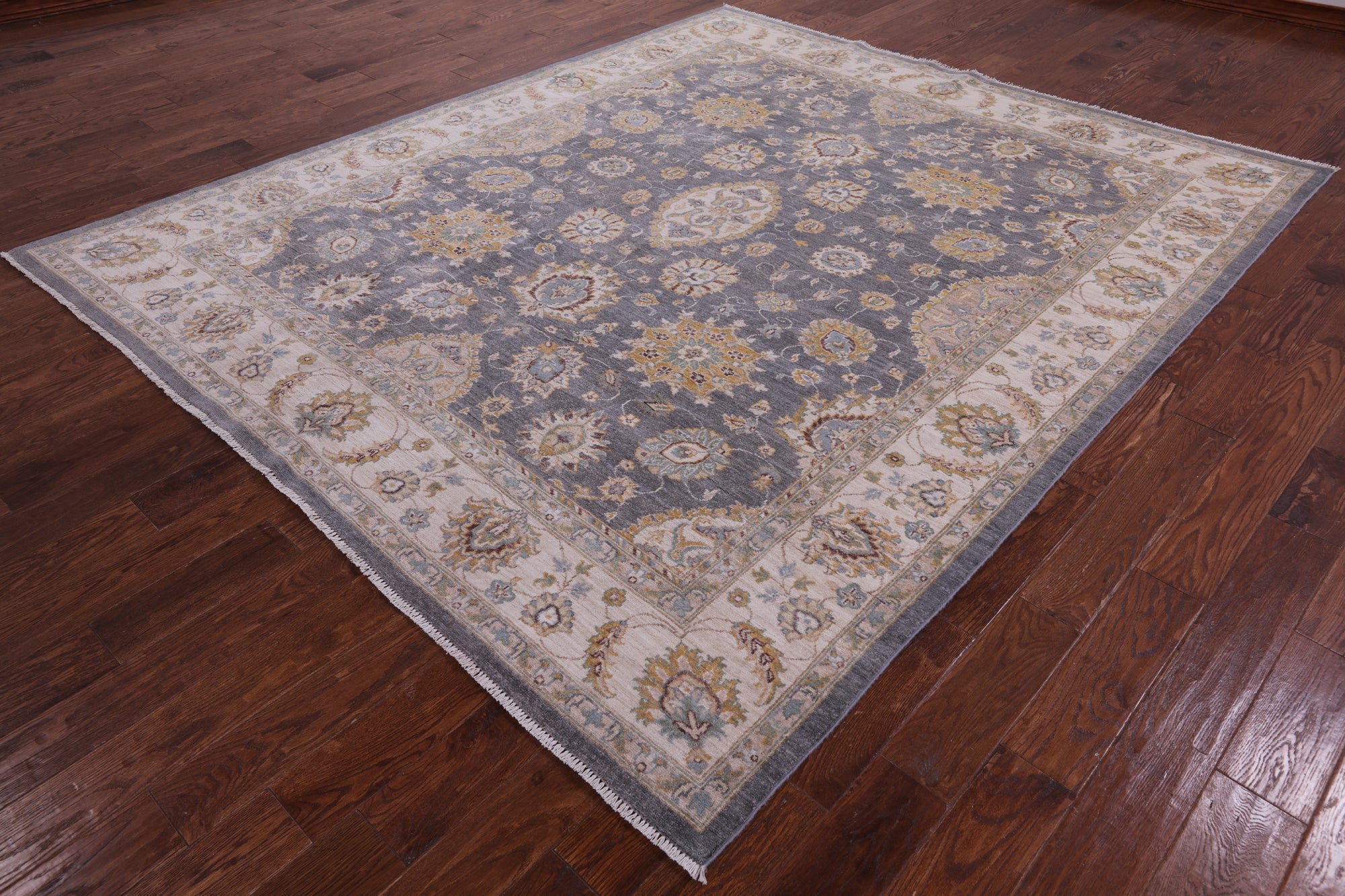 Grey Peshawar Handmade Wool Rug - 8' 1" X 9' 6" - Golden Nile