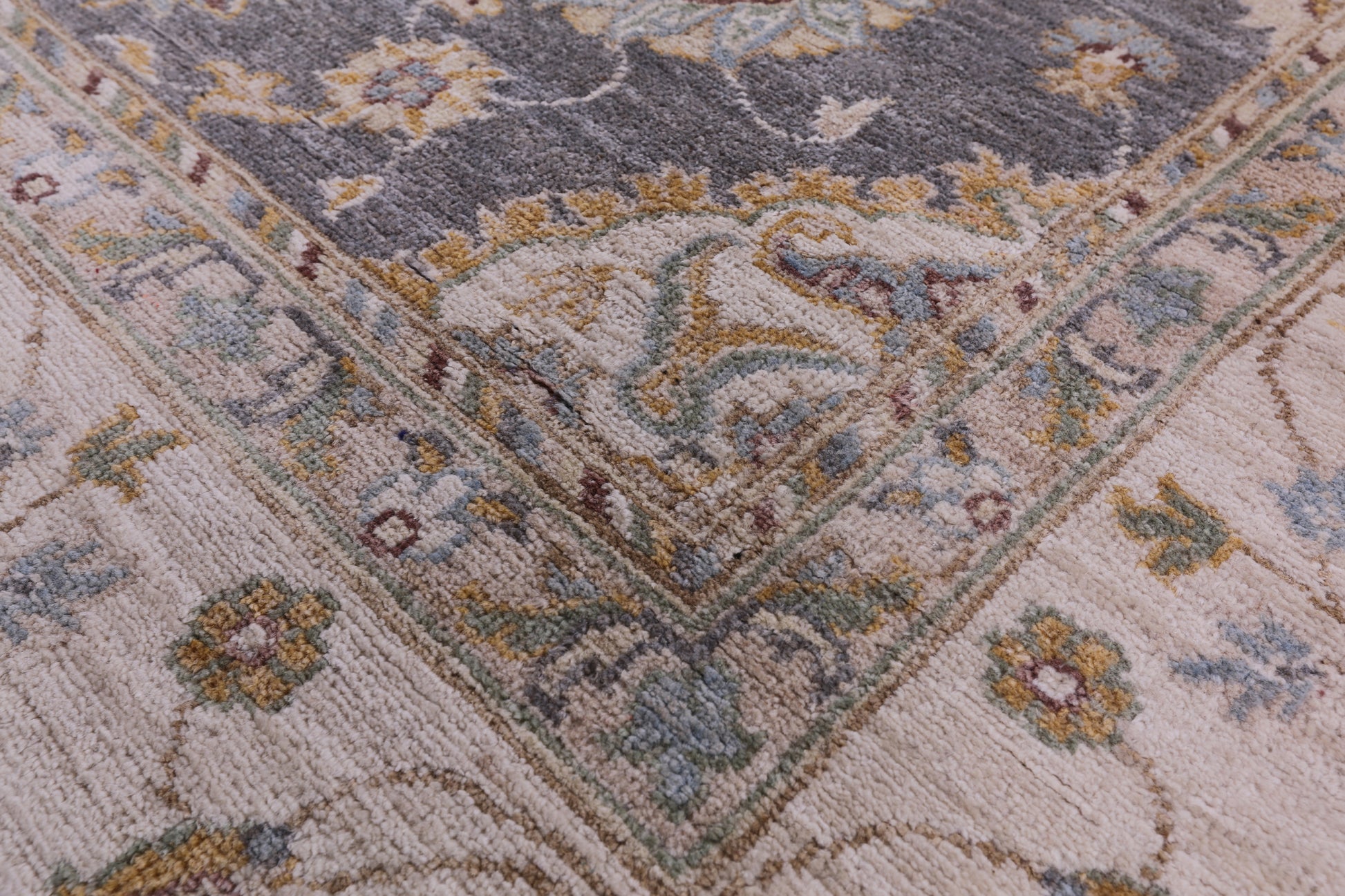 Grey Peshawar Handmade Wool Rug - 8' 1" X 9' 6" - Golden Nile