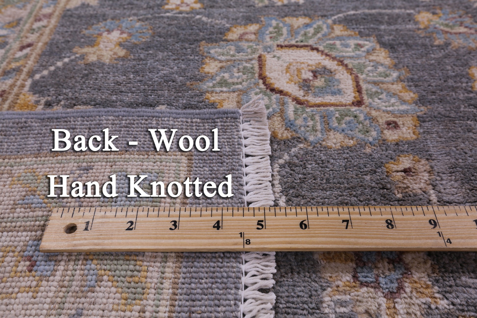 Grey Peshawar Handmade Wool Rug - 8' 1" X 9' 6" - Golden Nile
