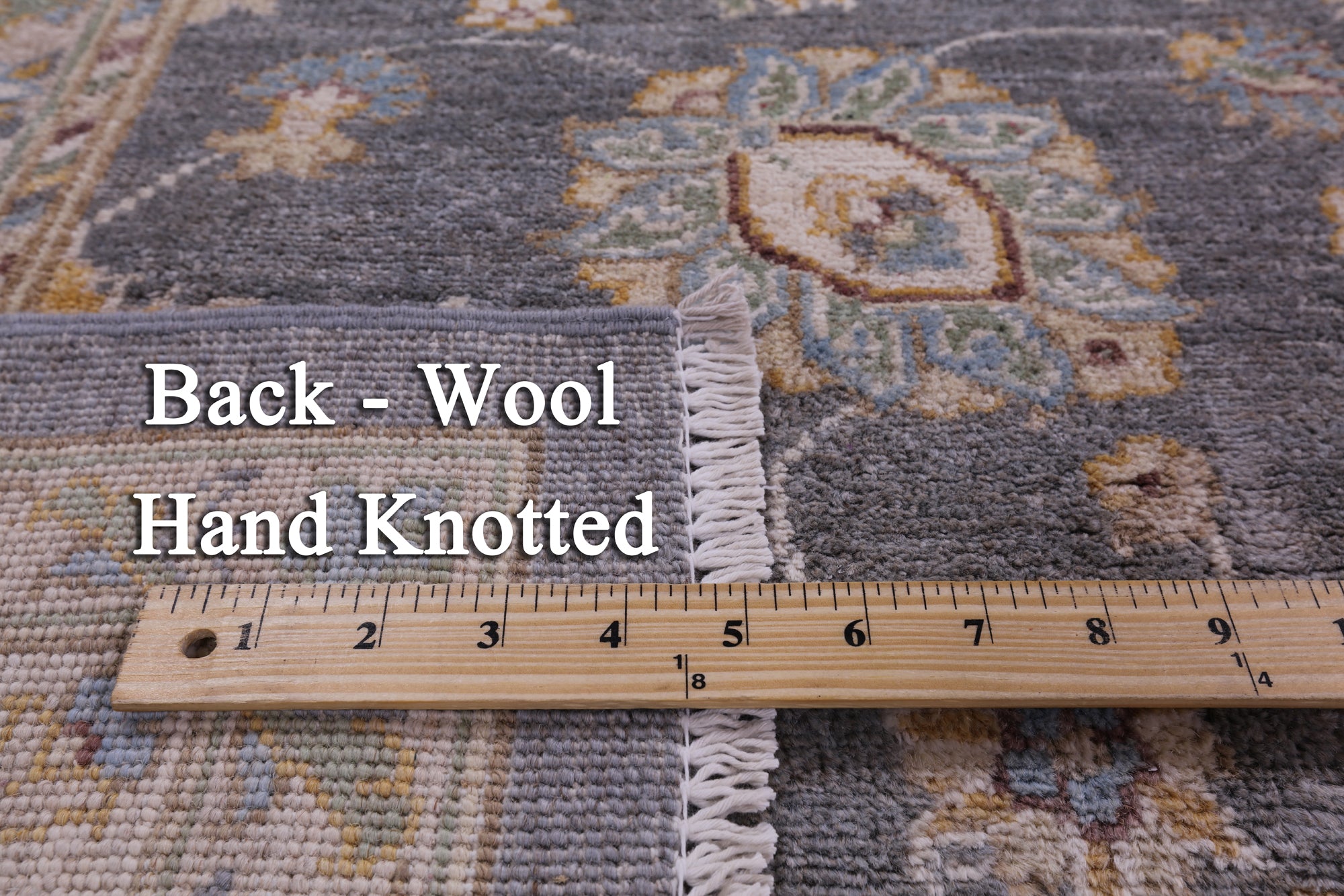 Grey Peshawar Handmade Wool Rug - 8' 1" X 9' 6" - Golden Nile