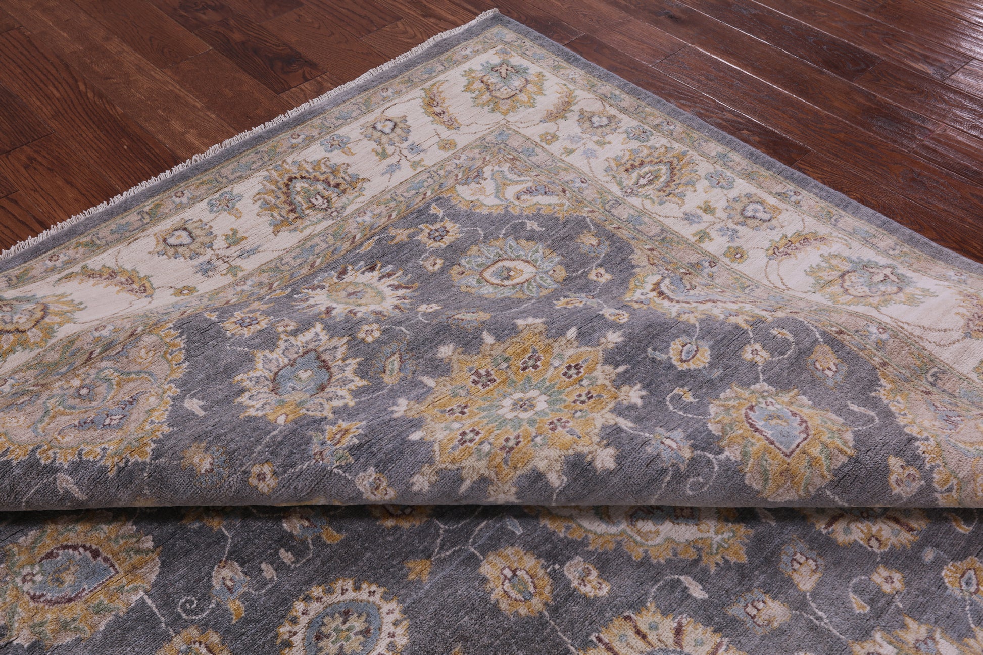 Grey Peshawar Handmade Wool Rug - 8' 1" X 9' 6" - Golden Nile