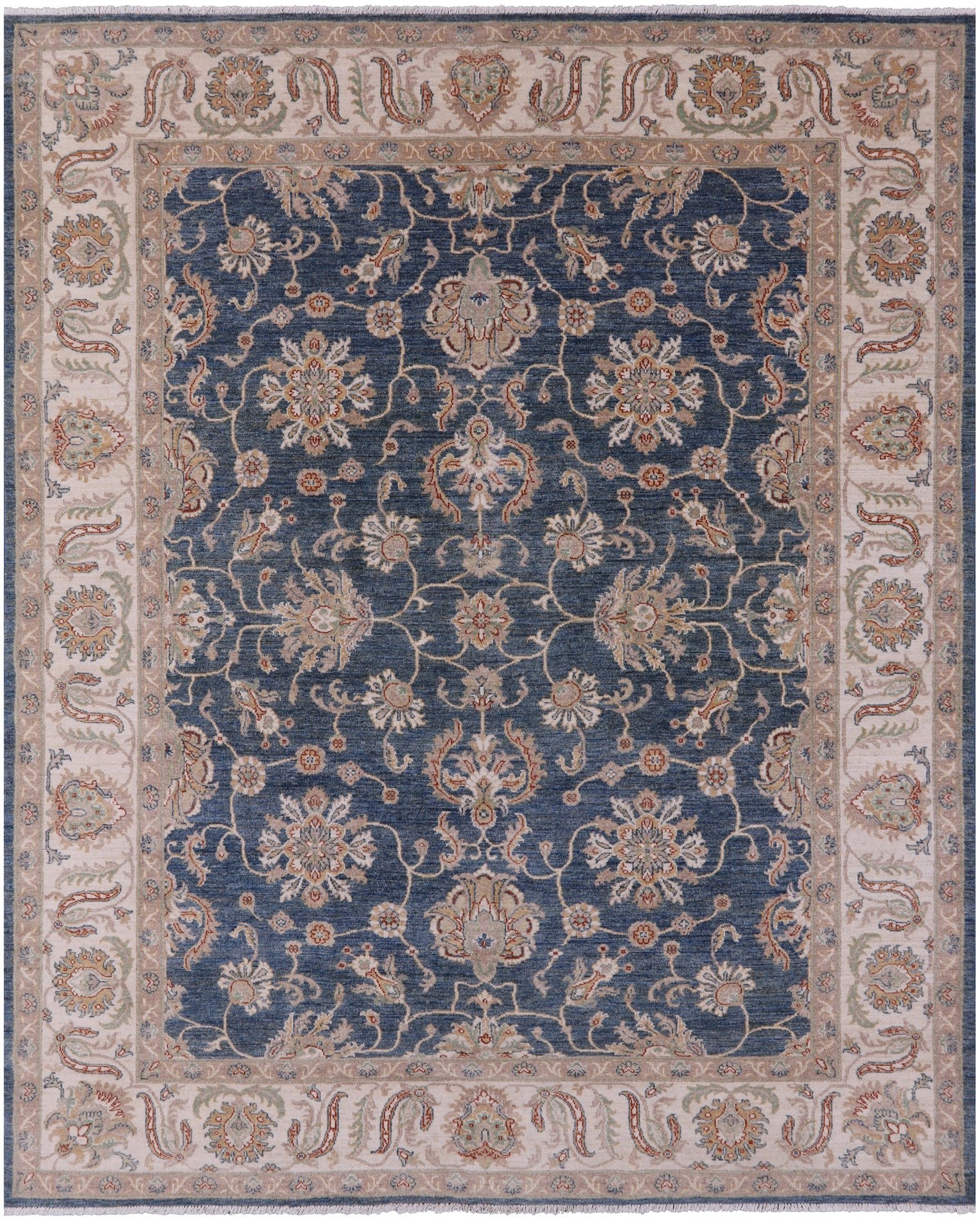 Blue Peshawar Handmade Wool Rug - 8' 2" X 10' 0" - Golden Nile