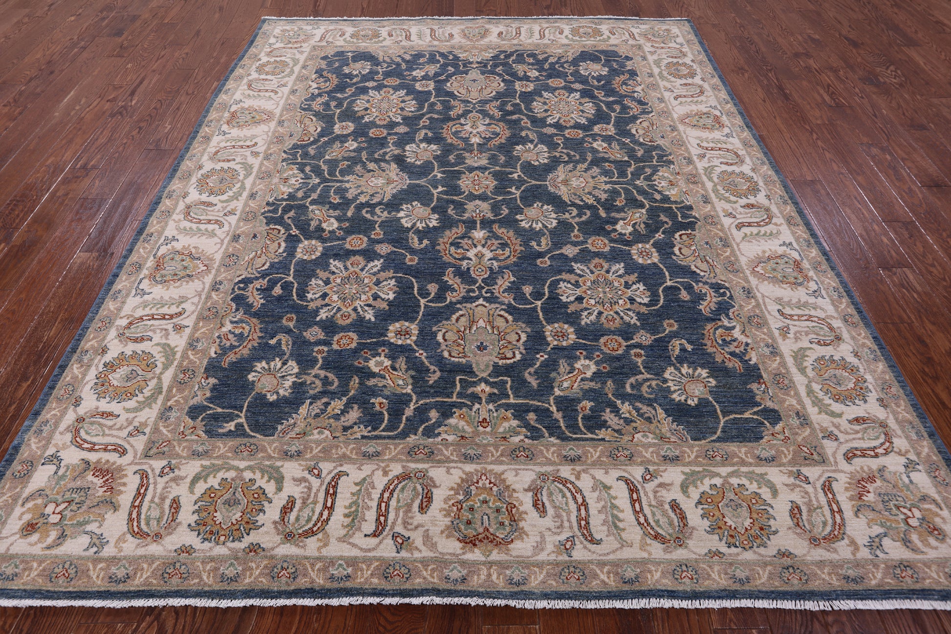 Blue Peshawar Handmade Wool Rug - 8' 2" X 10' 0" - Golden Nile