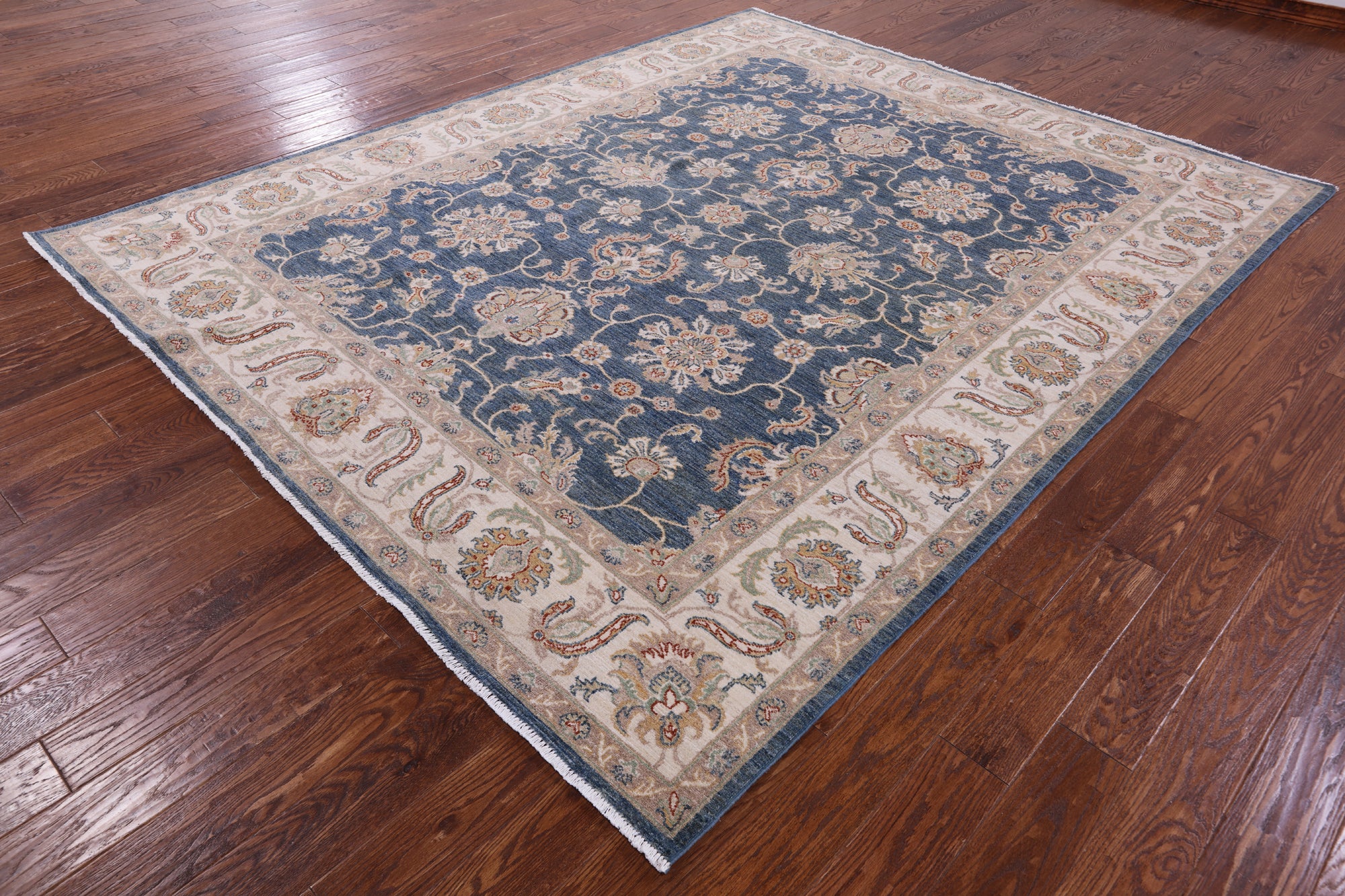 Blue Peshawar Handmade Wool Rug - 8' 2" X 10' 0" - Golden Nile