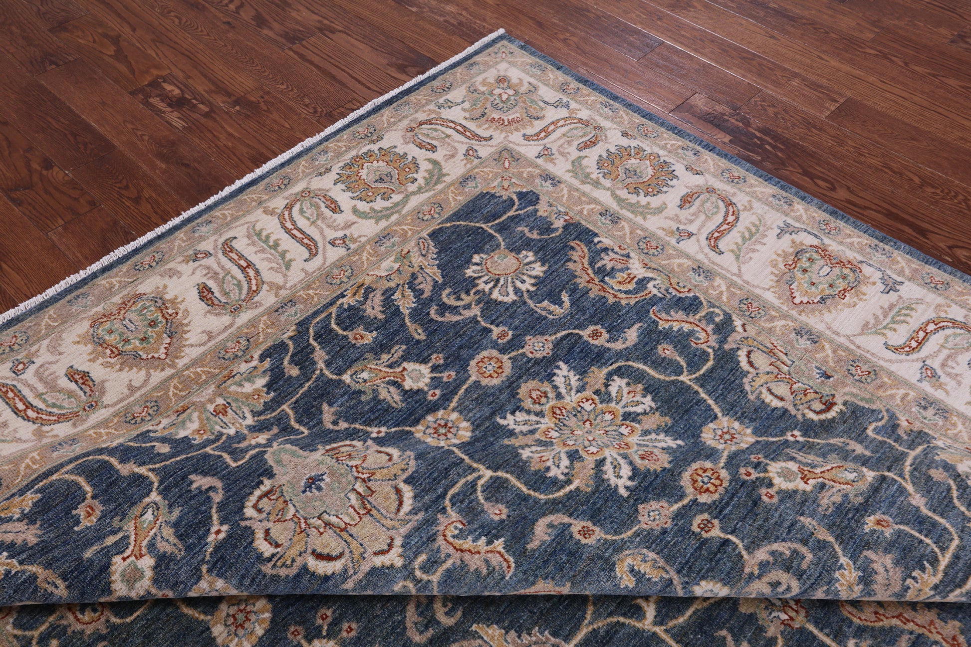 Blue Peshawar Handmade Wool Rug - 8' 2" X 10' 0" - Golden Nile
