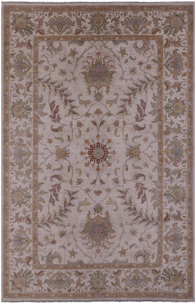 Ivory Peshawar Handmade Wool Rug - 6' 4" X 9' 8" - Golden Nile