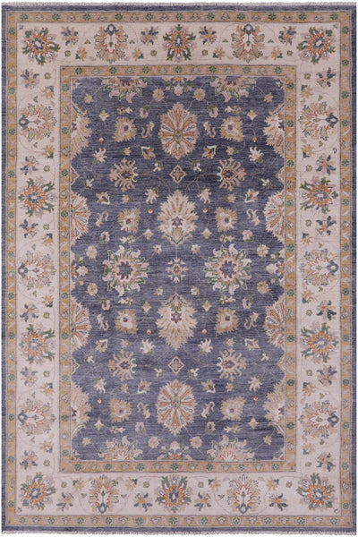 Grey Peshawar Handmade Wool Rug - 6' 4" X 9' 8" - Golden Nile