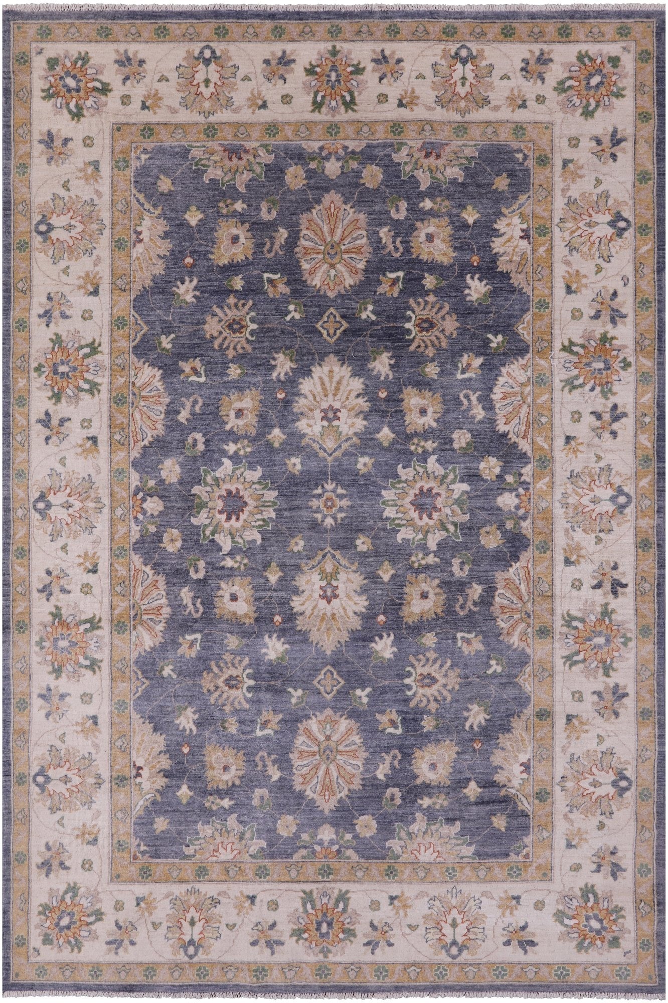 Grey Peshawar Handmade Wool Rug - 6' 4" X 9' 8" - Golden Nile