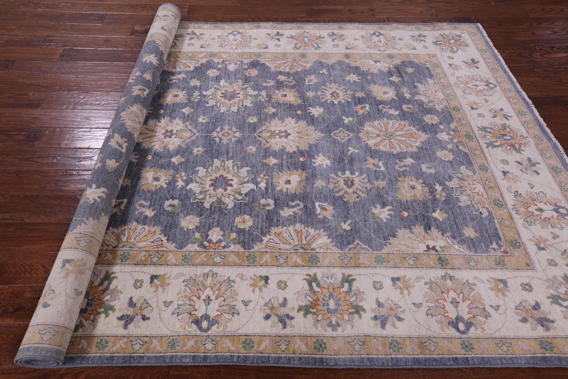Grey Peshawar Handmade Wool Rug - 6' 4" X 9' 8" - Golden Nile
