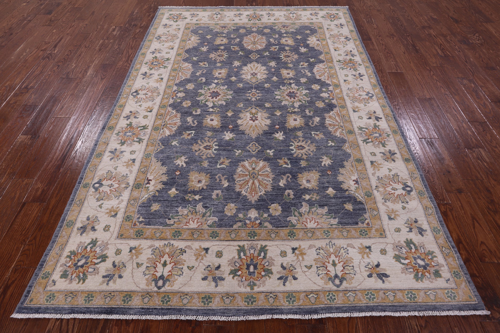 Grey Peshawar Handmade Wool Rug - 6' 4" X 9' 8" - Golden Nile