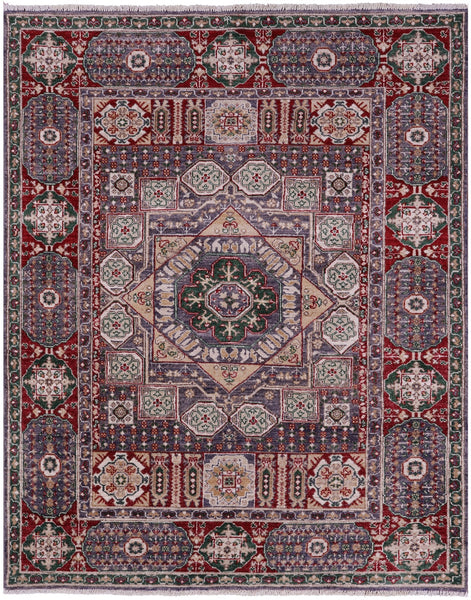 Geometric Persian Mamluk Hand Knotted Wool Rug - 5' 2" X 6' 6" - Golden Nile
