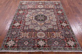 Geometric Persian Mamluk Hand Knotted Wool Rug - 5' 2" X 6' 6" - Golden Nile