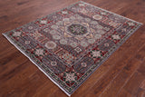 Geometric Persian Mamluk Hand Knotted Wool Rug - 5' 2" X 6' 6" - Golden Nile