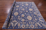 Blue Peshawar Hand Knotted Wool Rug - 8' 1" X 9' 8" - Golden Nile