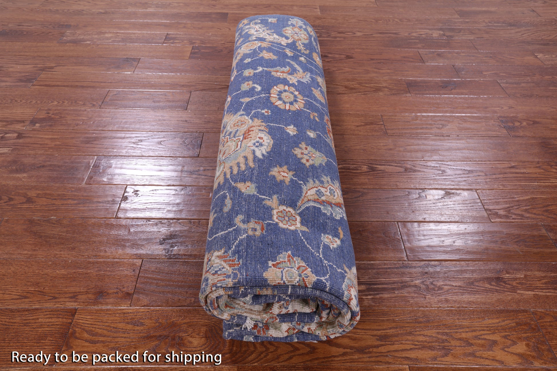 Blue Peshawar Hand Knotted Wool Rug - 8' 1" X 9' 8" - Golden Nile