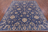 Blue Peshawar Hand Knotted Wool Rug - 8' 1" X 9' 8" - Golden Nile