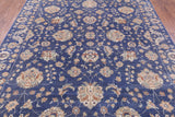 Blue Peshawar Hand Knotted Wool Rug - 8' 1" X 9' 8" - Golden Nile