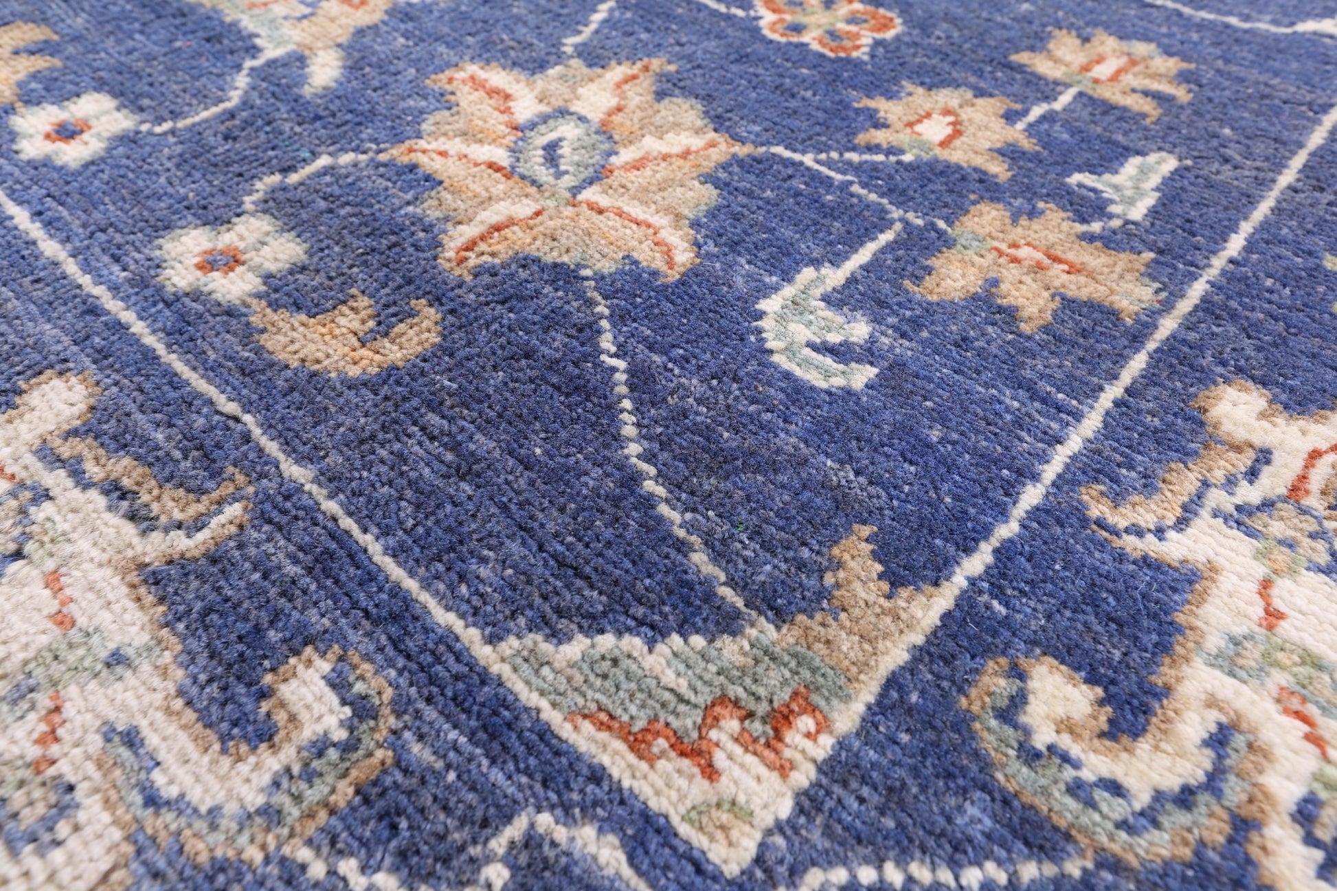 Blue Peshawar Hand Knotted Wool Rug - 8' 1" X 9' 8" - Golden Nile