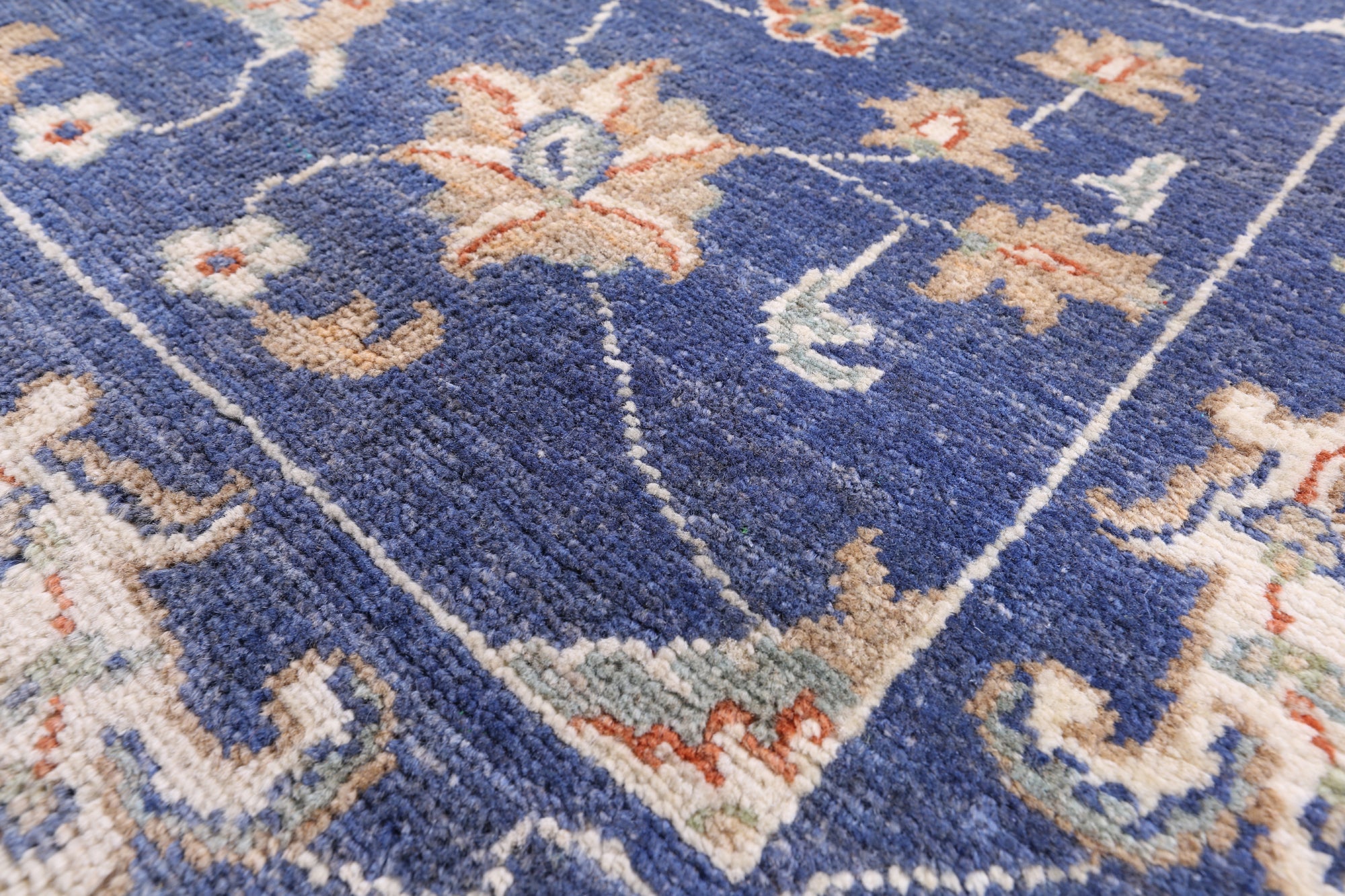 Blue Peshawar Hand Knotted Wool Rug - 8' 1" X 9' 8" - Golden Nile