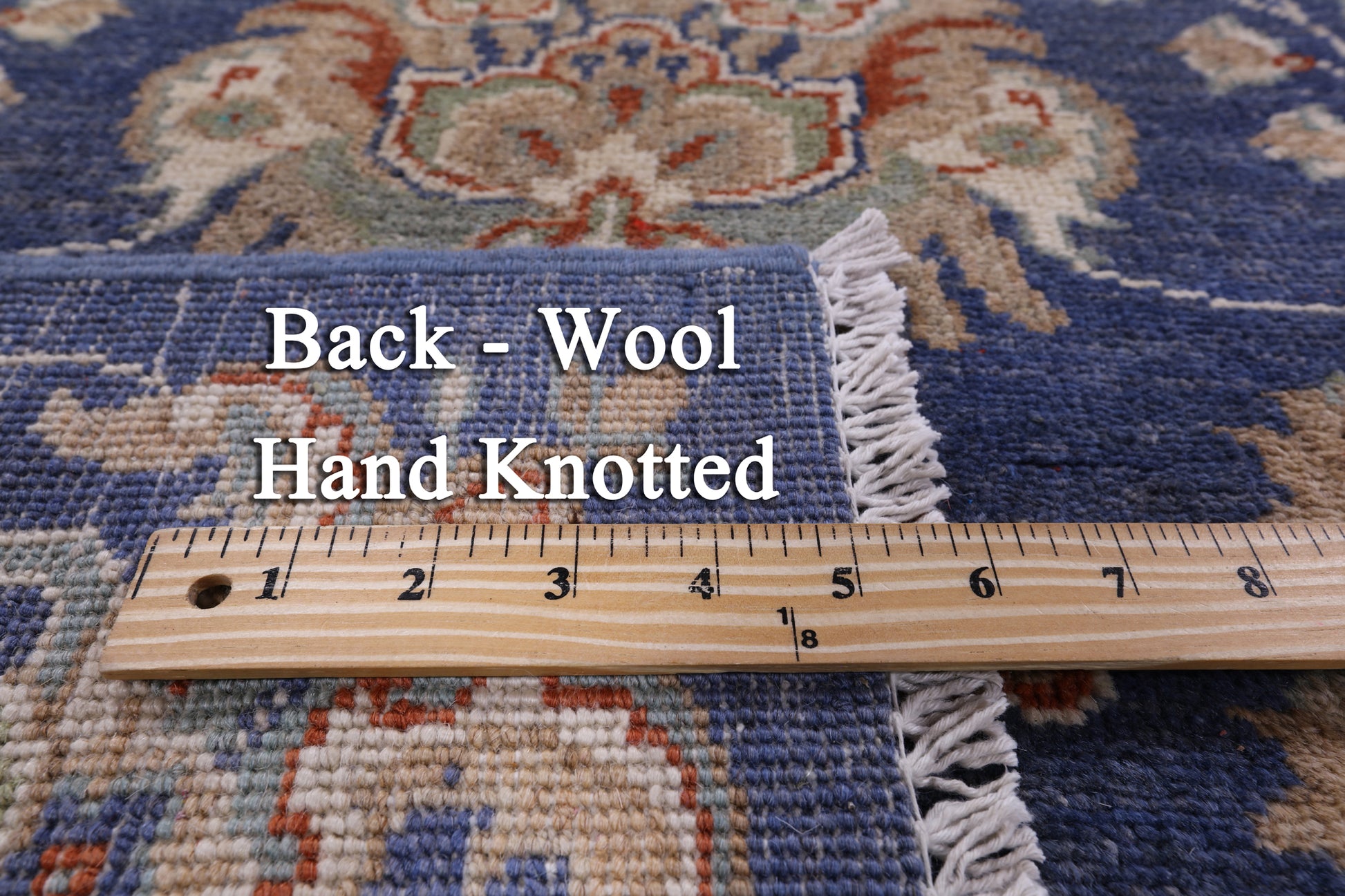Blue Peshawar Hand Knotted Wool Rug - 8' 1" X 9' 8" - Golden Nile