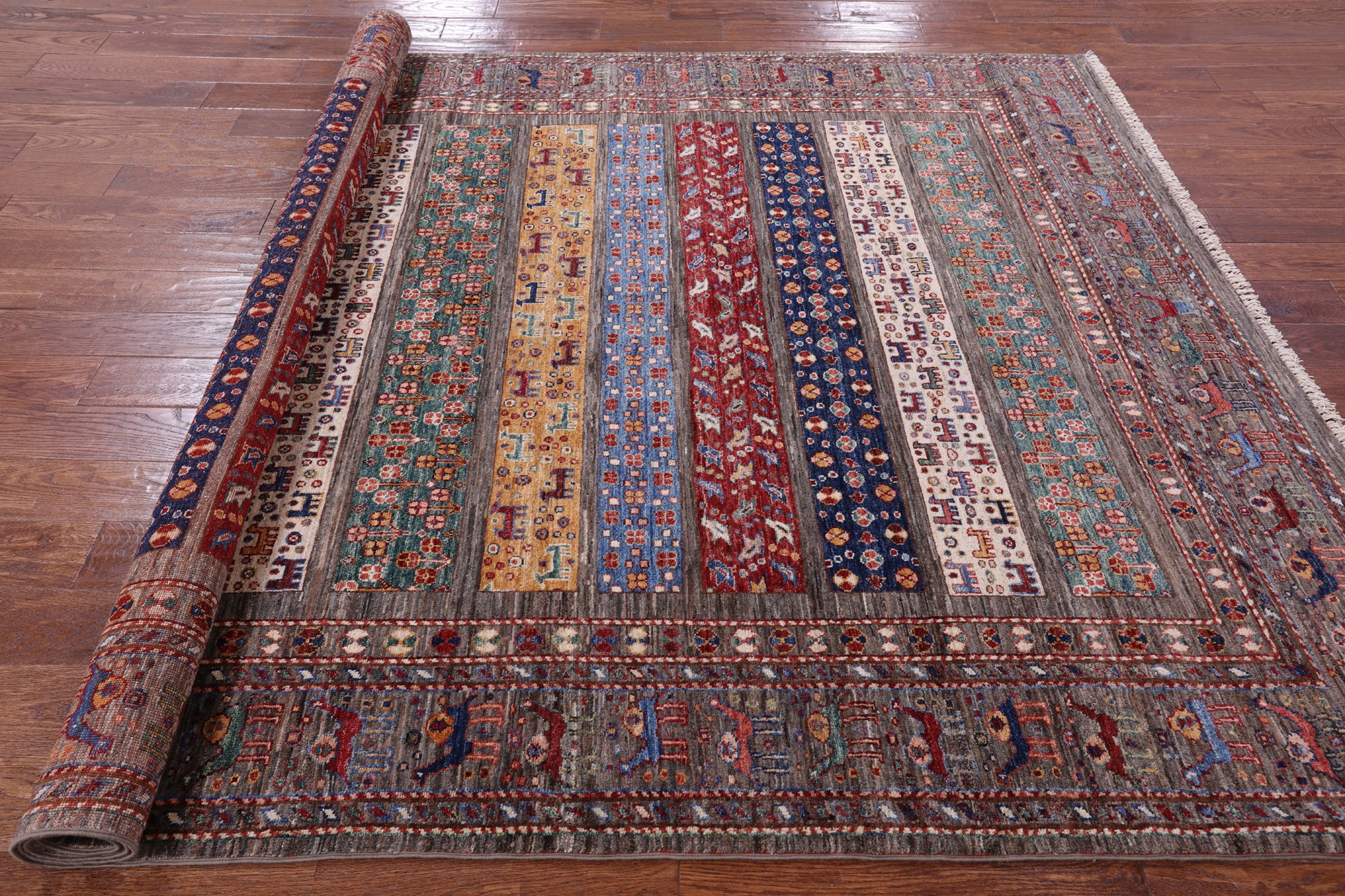 Persian Gabbeh Hand Knotted Wool Rug - 6' 11" X 9' 9" - Golden Nile