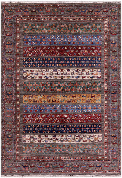 Persian Gabbeh Hand Knotted Wool Rug - 6' 11" X 9' 9" - Golden Nile