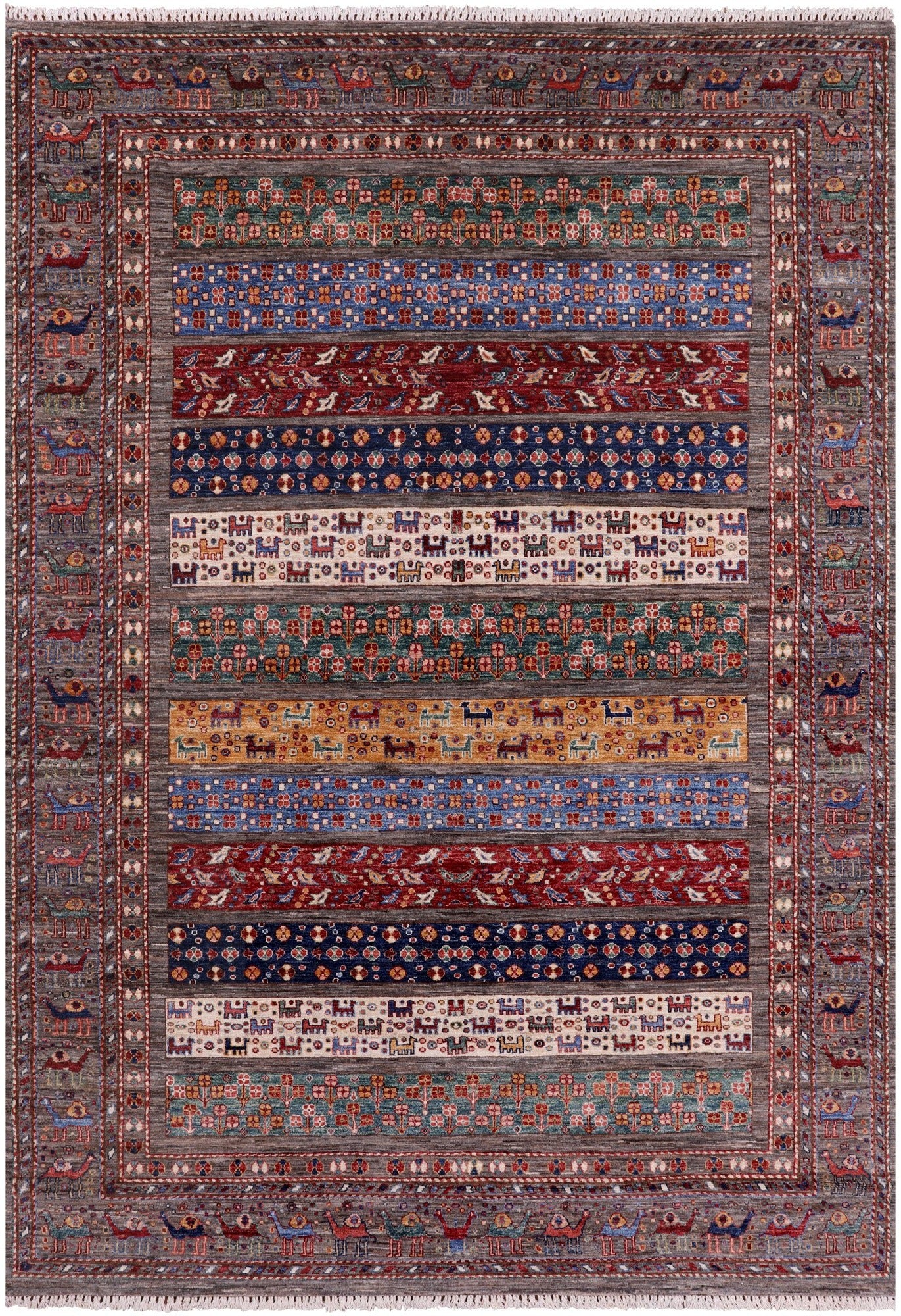 Persian Gabbeh Hand Knotted Wool Rug - 6' 11" X 9' 9" - Golden Nile