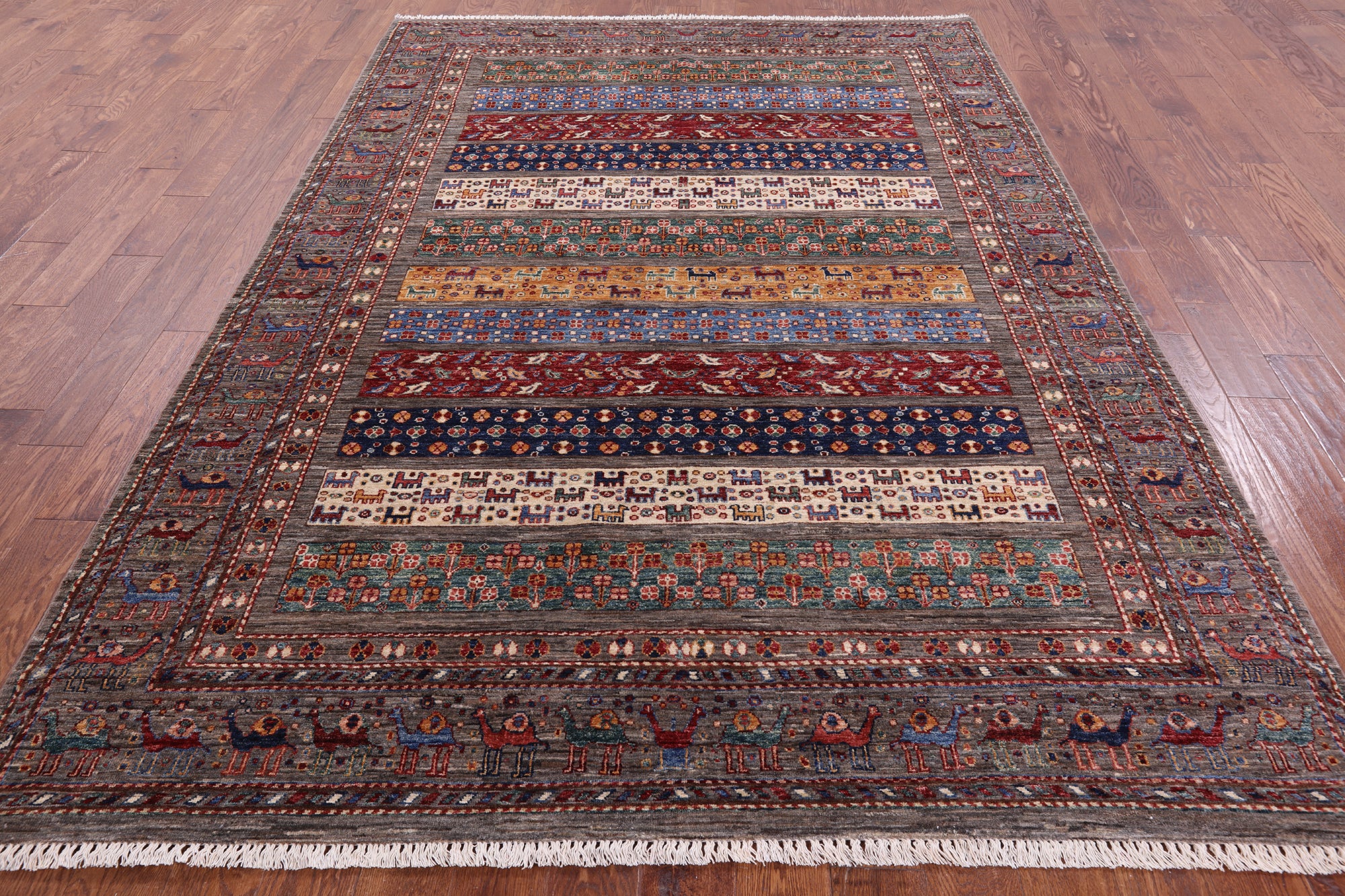 Persian Gabbeh Hand Knotted Wool Rug - 6' 11" X 9' 9" - Golden Nile