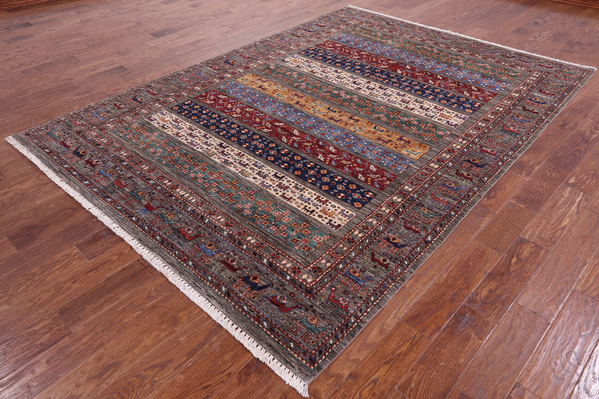 Persian Gabbeh Hand Knotted Wool Rug - 6' 11" X 9' 9" - Golden Nile
