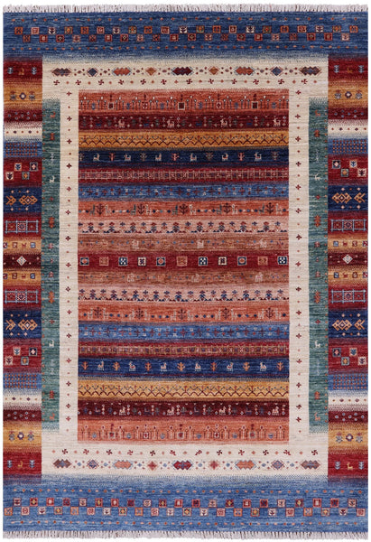 Tribal Persian Gabbeh Hand Knotted Wool Rug - 6' 7" X 9' 7" - Golden Nile