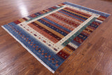 Tribal Persian Gabbeh Hand Knotted Wool Rug - 6' 7" X 9' 7" - Golden Nile
