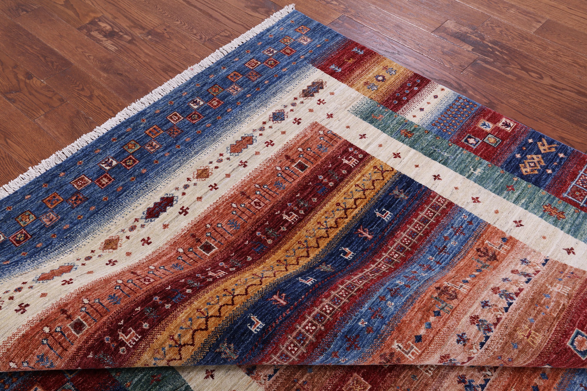 Tribal Persian Gabbeh Hand Knotted Wool Rug - 6' 7" X 9' 7" - Golden Nile