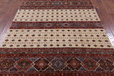 Ivory Khorjin Persian Gabbeh Hand Knotted Wool Rug - 5' 8" X 7' 8" - Golden Nile