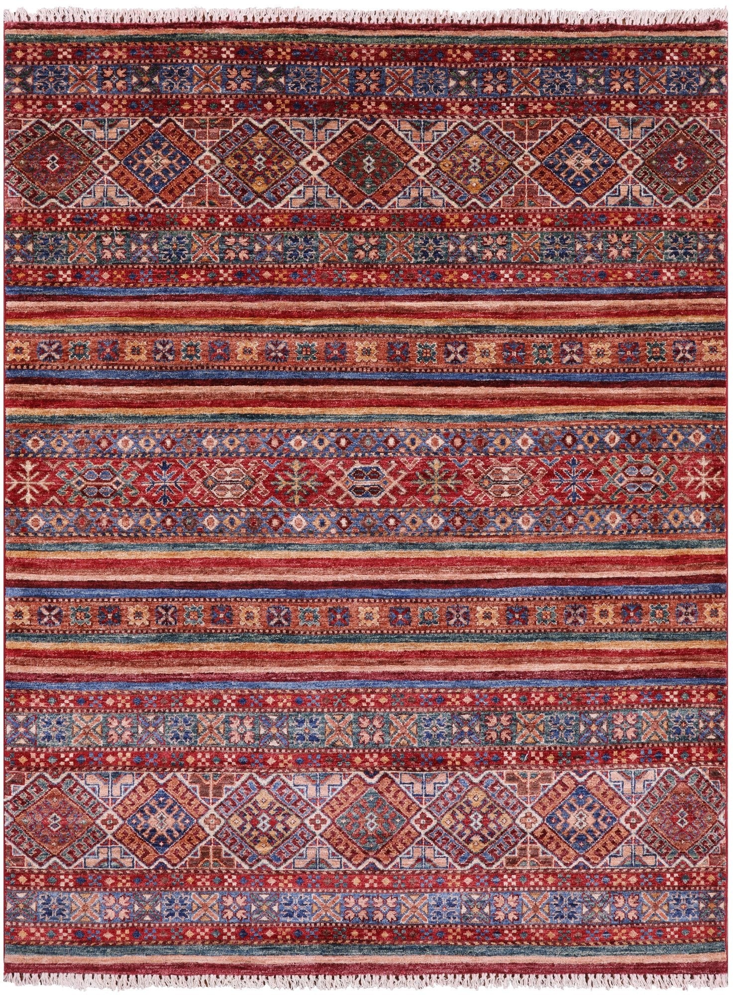 Khorjin Persian Gabbeh Hand Knotted Wool Rug - 5' 1" X 6' 8" - Golden Nile