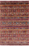 Khorjin Persian Gabbeh Handmade Wool Rug - 3' 11" X 5' 9" - Golden Nile