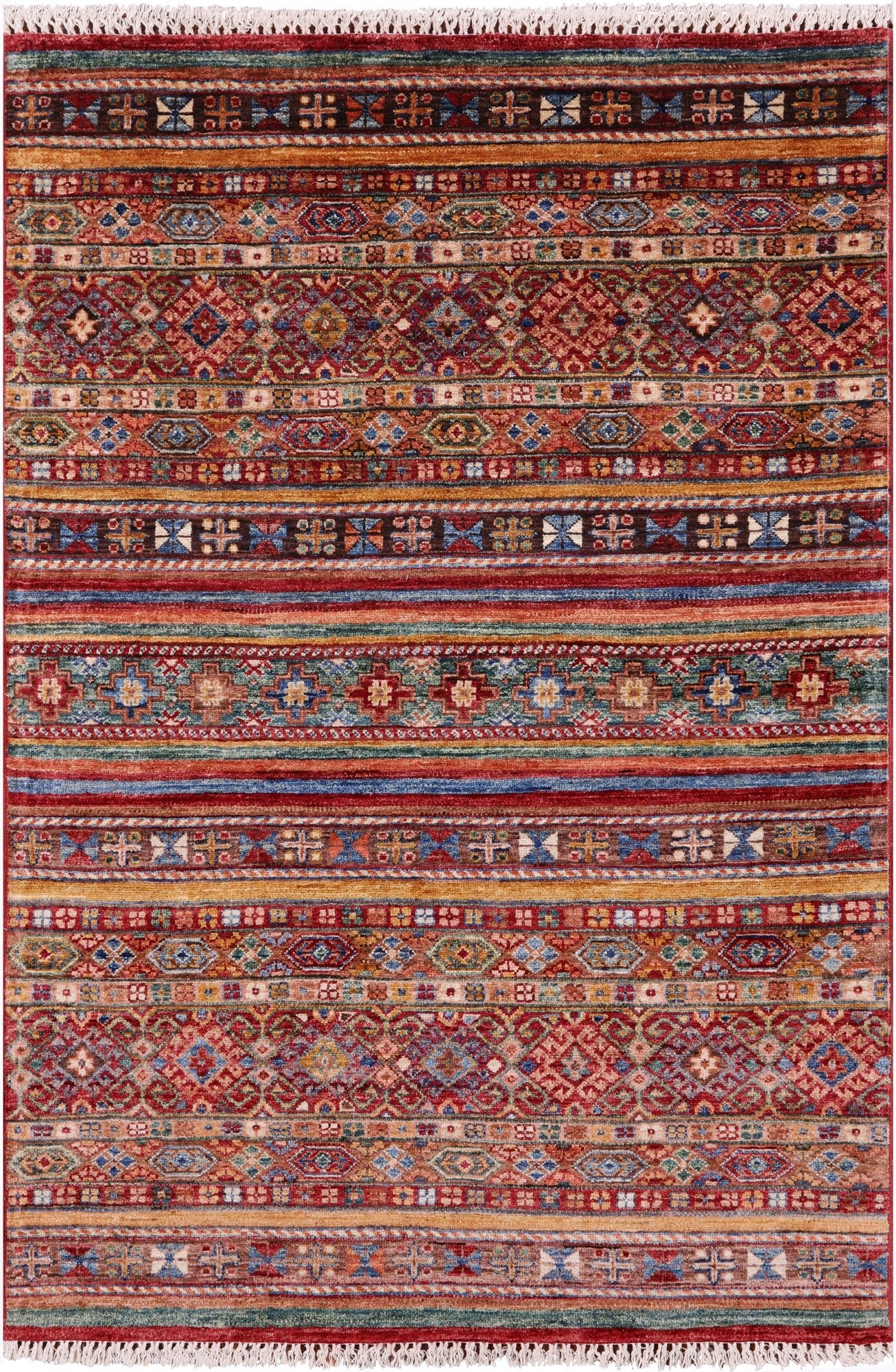 Khorjin Persian Gabbeh Handmade Wool Rug - 3' 11" X 5' 9" - Golden Nile