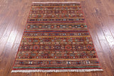 Khorjin Persian Gabbeh Handmade Wool Rug - 3' 11" X 5' 9" - Golden Nile