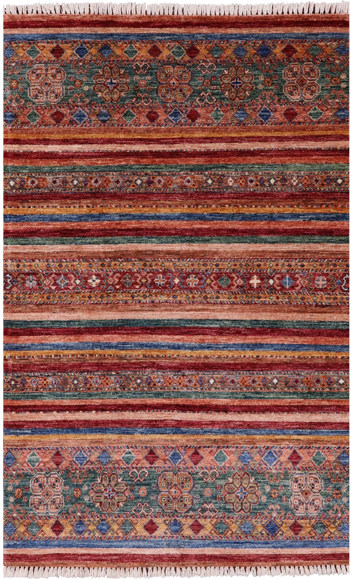 Khorjin Persian Gabbeh Hand Knotted Wool Rug - 4' 0" X 6' 3" - Golden Nile