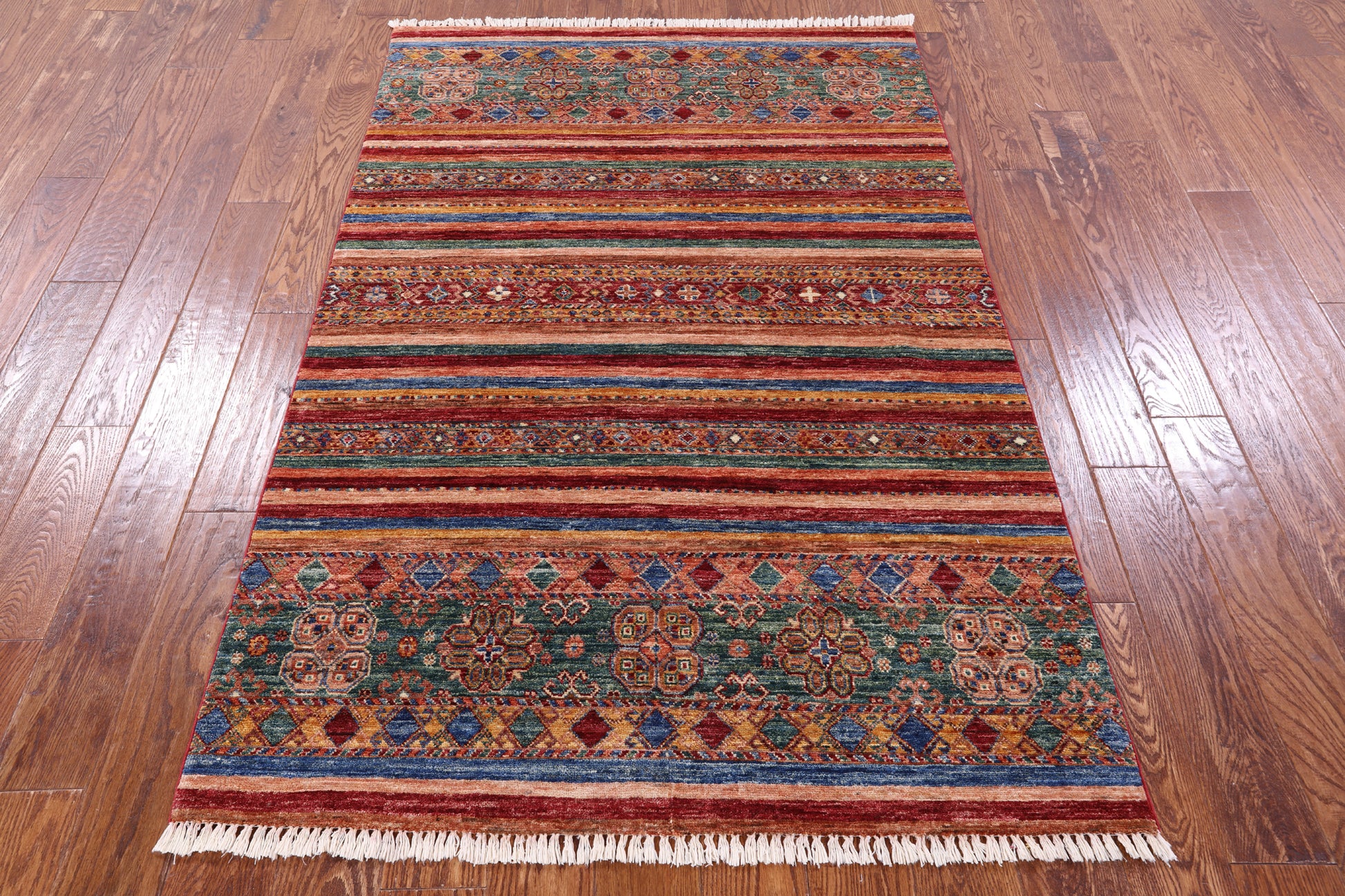 Khorjin Persian Gabbeh Hand Knotted Wool Rug - 4' 0" X 6' 3" - Golden Nile