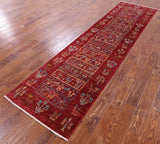 Tribal Persian Gabbeh Hand Knotted Wool Runner Rug - 2' 9" X 10' 5" - Golden Nile