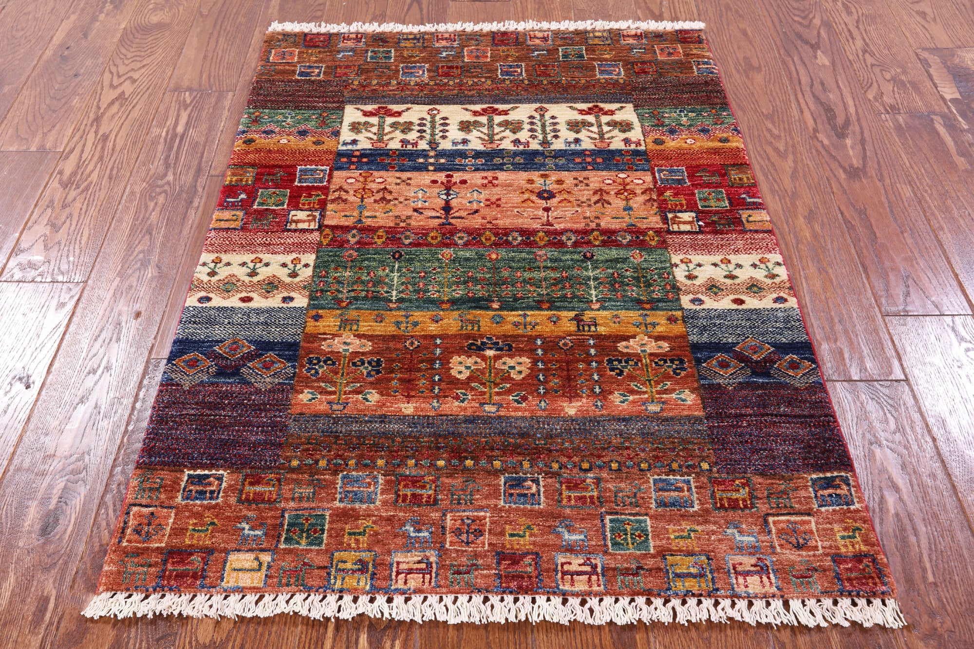 Tribal Persian Gabbeh Hand Knotted Wool Rug - 2' 11" X 3' 11" - Golden Nile