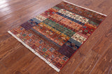 Tribal Persian Gabbeh Hand Knotted Wool Rug - 2' 11" X 3' 11" - Golden Nile