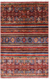 Khorjin Persian Gabbeh Hand Knotted Wool Rug - 3' 4" X 5' 1" - Golden Nile