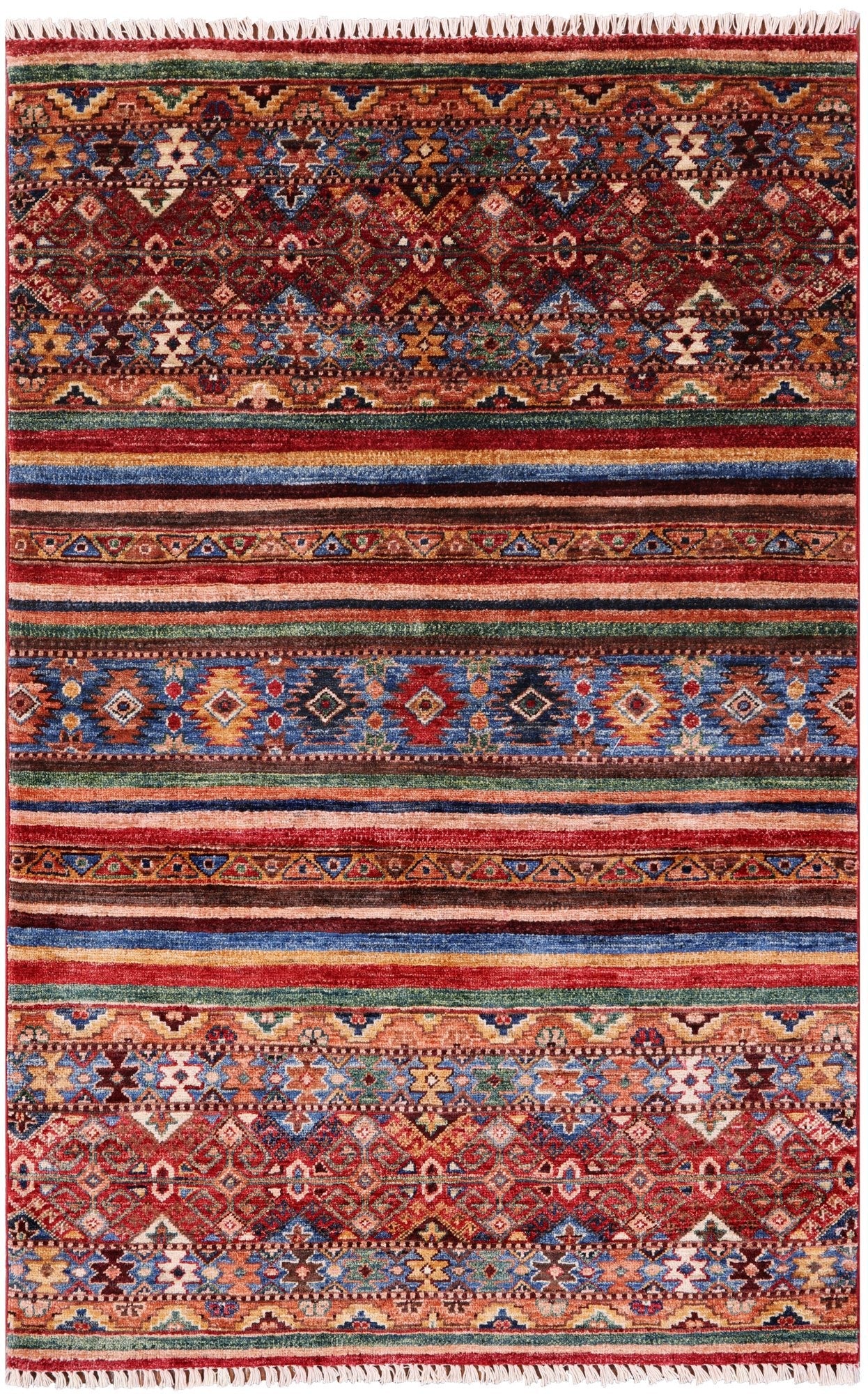 Khorjin Persian Gabbeh Hand Knotted Wool Rug - 3' 4" X 5' 1" - Golden Nile