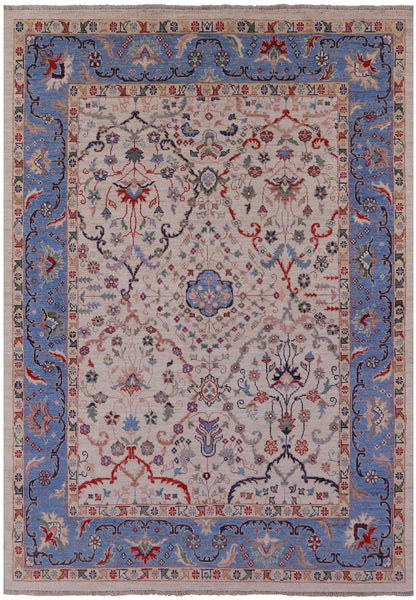 Ivory Turkish Oushak Hand Knotted Wool On Wool Rug - 8' 11" X 12' 2" - Golden Nile