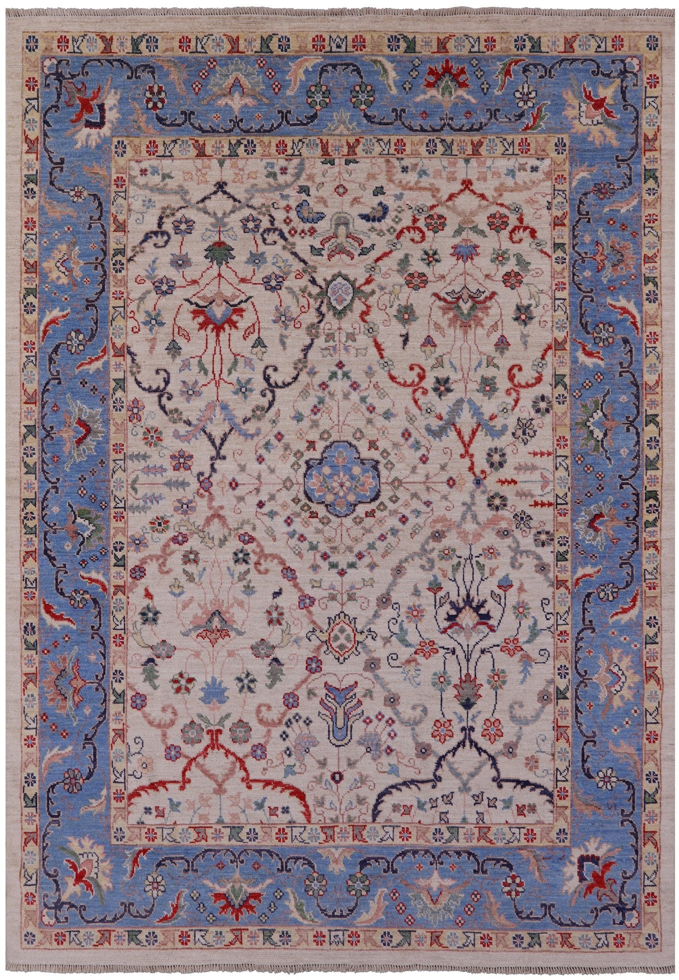 Ivory Turkish Oushak Hand Knotted Wool On Wool Rug - 8' 11" X 12' 2" - Golden Nile