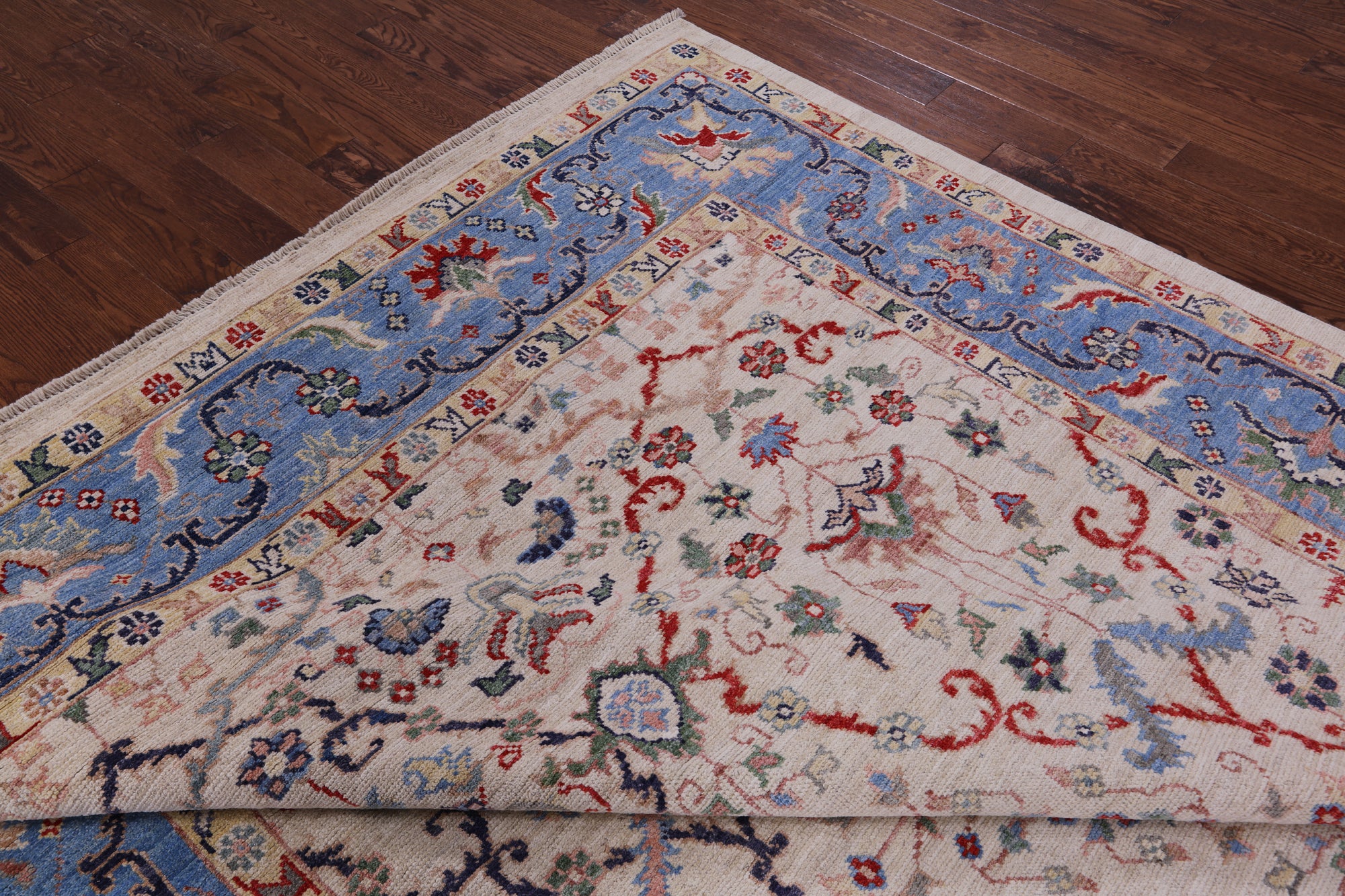 Ivory Turkish Oushak Hand Knotted Wool On Wool Rug - 8' 11" X 12' 2" - Golden Nile